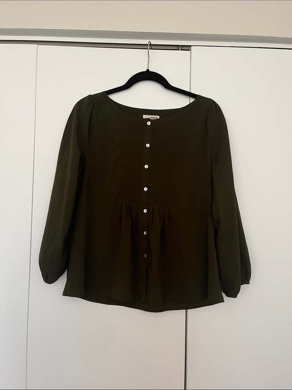 Brooklyn Industries Olive Green Button-Front Blouse